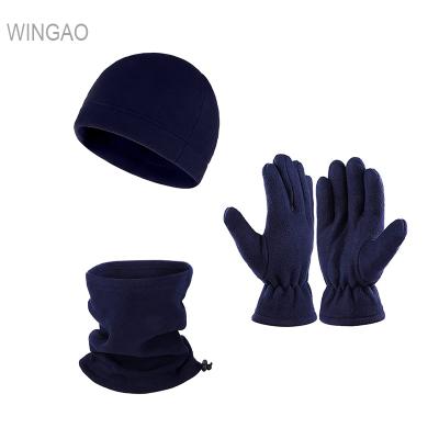 China Medium Fleece Set Hat Neck Cuff Gloves Set Winter Soft Warm Hats Face Masks For Men And Women for sale