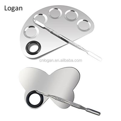 China Hot Selling Durable Stainless Steel Butterfly Cosmetic Palette With Spatula Blending Tool for sale