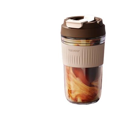 China American Style 460ml Leakproof Glass Tumbler Morden Style Coffee Soda Can Mug Glass Cup With Lid And Straw For Outdoor for sale