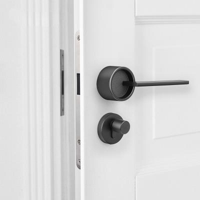 China Modern Double Sided Door Handle With Lock Handles Silent Gold Black Furniture Handles Bedroom Hardware Mute for sale