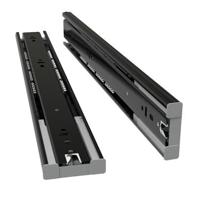 China Full 45mm Cold Rolled Extension Side Mount 45kg Load Capacity Furniture Slide Rail Steel Drawer Runners 3 Times Modern Furniture Slide for sale