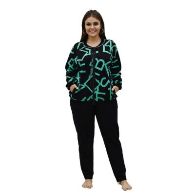 China Promotional Trend Viable Printed Zipper Breathable Women's Cotton Long Sleeve Top And Hoodie Set for sale