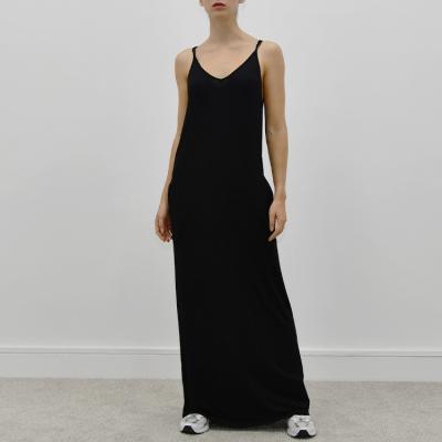 China Factory Price Anti-Static Wholesale Fashion Black Plus Size Women Tank Slip Dress Long Sleeveless Casual Dress Women Tops Dress for sale