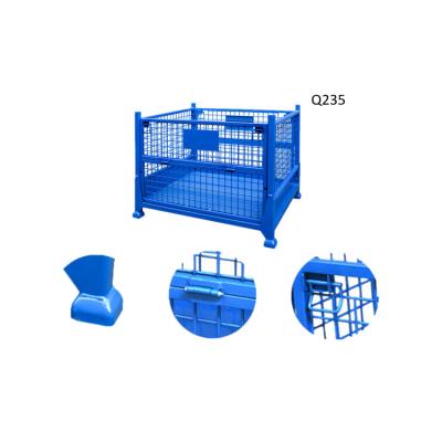 China New Customized Developed Lockable Metal Wire Container Folding Mesh Container Pallet Box Cage For Warehouse System for sale