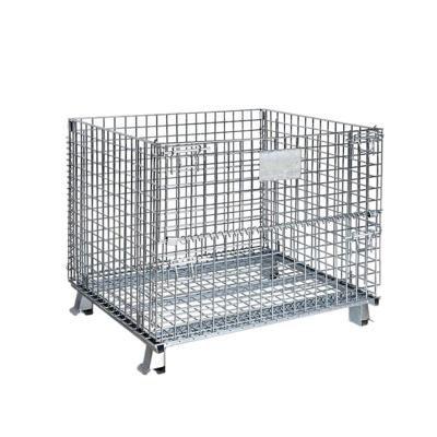 China Different Stackable Custom Design Foldable Q235 Steel Rack Metal Wire Mesh Pallet Cage Storage For Warehouse System for sale