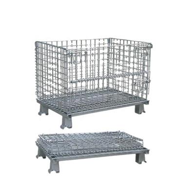 China Stackable Different Design Customized Foldable Metal Wire Mesh Steel Q235 Warehouse Rack Lockable Storage Cage for Warehouse System for sale