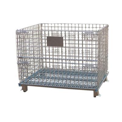 China Customized Factory Made Stackable Metal Wire Mesh Steel Q235 Warehouse Rack Storage Cage Foldable Wheels For Warehouse System for sale