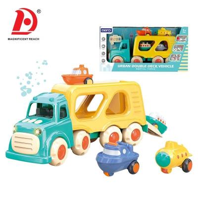 China 2022 Hot New Amazon Cartoon City Double Platform Vehicle Car Friction Power Toy Car Truck With Lights And Music 2003320 for sale