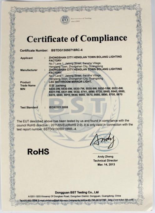 ROHS - Zhongshan Bolang Lighting Limited