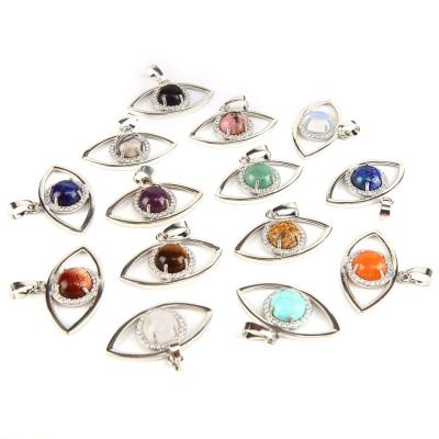 China CLASSIC Hand Paved Rhinestone Circle Round Stones The Eye Of Horus Gemstone Pendant for sale