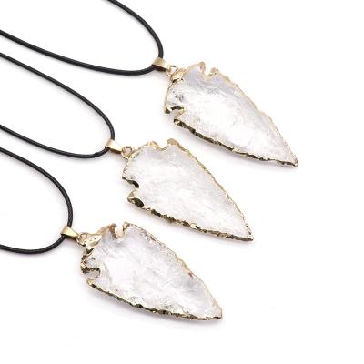 China CLASSIC Customized Hand Typed Natural Crystal Arrowhead Shape Pendant With Silver / Golden Color Plating Pendant for sale