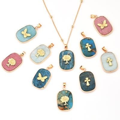 China Butterfly Jewelry Fashion Charm Cross Gemstone Pendant CLASSIC Trendy Gemstone Pendant for sale