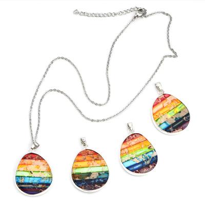 China Other 2022 New Arrival Rainbow Color Gemstone Necklace Bohemia Style Summer Gemstone Necklace for sale