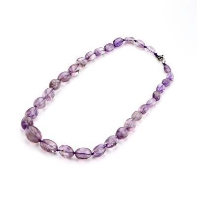 China Hand knotted gemstone tumble necklace 10-18mm mixed size amethyst nugget bead tower necklace FASHIONABLE for sale