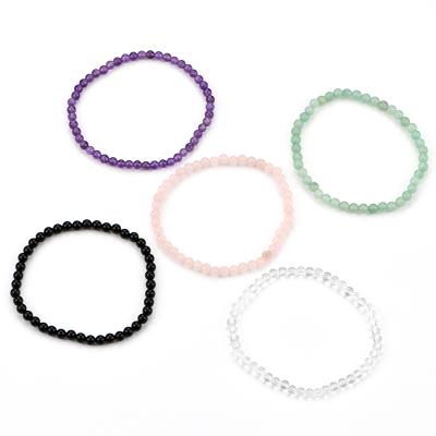 China FASHIONABLE 4mm Round High Quality Gemstone Bracelet Hundreds Colors Gemstones For Mix Order Rose Quartz Bracelet for sale