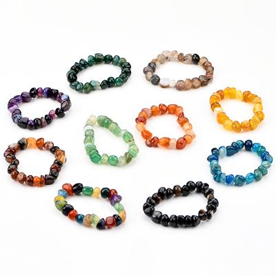 China 8-12mm TRENDY with 18.5cm 19.0cm Length Agate Bracelet Mix Color Irregular Agate Nugget Bracelet for sale