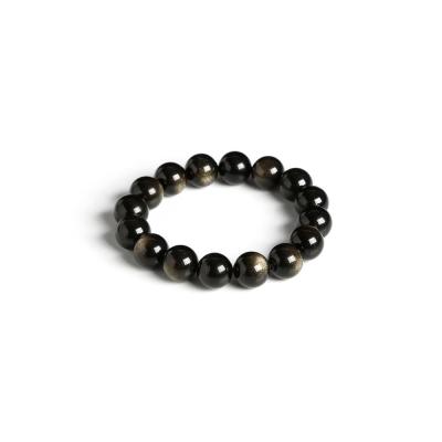 China Custom Gold 8mm Round Obsidian Bead Stone Bracelet TRENDY for sale