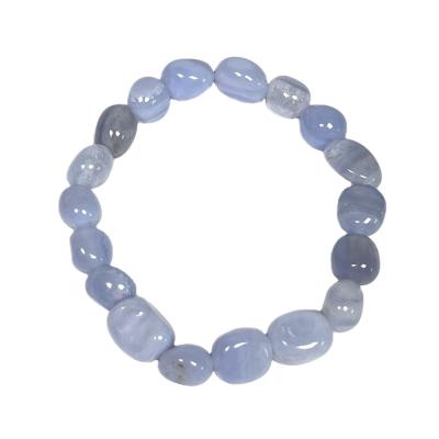 China FASHIONABLE Wholesale Natural Blue Handmade Gem Semi Precious Gemstone Lace Agate Tumble Beads Stretch Bracelet for sale