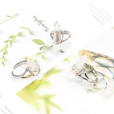 China The Other Irregular Winding Gem Ring Crystal Stone Rings For Women Natural Personality Adjustable Exquisite Quartz Wire for sale