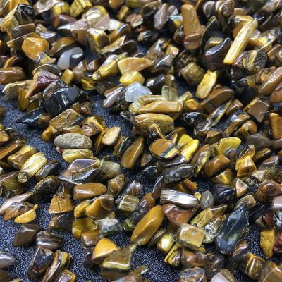 China Others Wholesale 5-8mm Brown Yellow Tiger Eye Stone Gravel Gemstone Natural Freeform Chips Loose Beads for sale