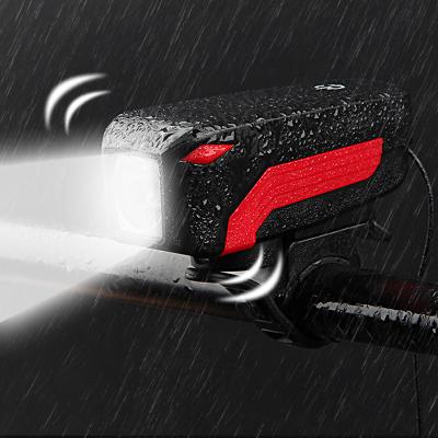 China ABS Waterproof USB Charging MTB Road Bike Handlebar Bell 350 Lumens Bicycle Front Light Horn Speaker for sale