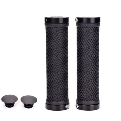 China Durable Cheap Black Bike Accessories Bicycle Price Soft Rubber Handlebar Grips With Lock Ring for sale