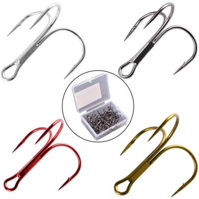 China Fishing Tackle Fishing Equipment Black Red Color Sliver Treble Fishing Tackle High Carbon Steel Hooks Accessories for sale