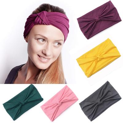 China Hair Accessories Headband Multi Colors Women Twisted Headwrap Yoga Sports Knotted Elastic Headbands For Ladies Girls for sale