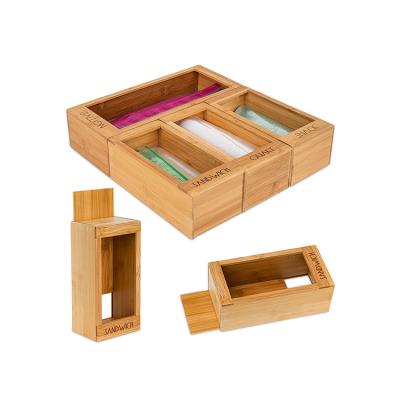 China Sustainable High Quality Bamboo Multifunction Food Storage Boxed Storage Ziplock Organizer Boxes for sale