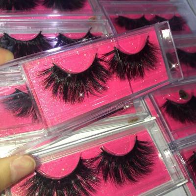 China Long Natural Create Your Own Brand Eyelashes 3D Strip 25mm Mink Eyelashes With Eyelash Custom Clear Package Box for sale