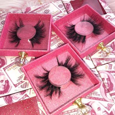 China Wholesale Natural Long Make Your Own Brand 5d Mink Eyelash Best Sale 25mm Lash Pink Eyelash Box Packaging for sale