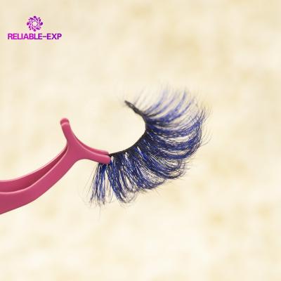 China Natural Private Label Long Mink Eyelash 3D Mink Eyelash Different Colored Colored Strips AC-14 for sale