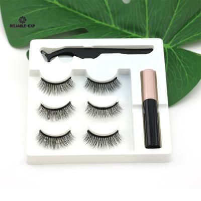 China 3D multi layered magnetic eyelashes with eyeliner, magnetic eyeliner and magnetic eyelash kit, with natural look no glue required for sale