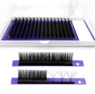 China PBT 8mm-12mm Long Natural Korean Eyelash 3P Clover Graft Heat Bonded C Eyelash Curling Self-Graft Expansion for sale