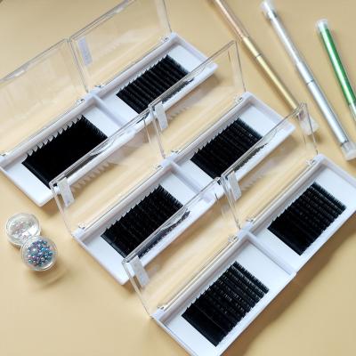 China Wholesale Premade Premium Long Quality Natural Fans Russian Volume Fast Fanning Kit Professional Silk Eyelash Extension Set Storage Box for sale