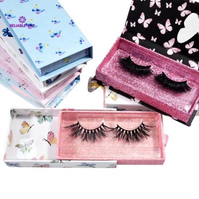 China Makeup package box make your own butterfly design luxury 3d mink eyelash packaging boxes with logo 25mm mink lashes seller for sale