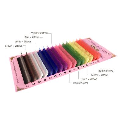 China Full Volume Colors Rainbow Colored Eyelash Extension Faux Mink Color Eyelashes Eyelashes Eyelash Extension for sale