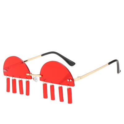 China 10 Years Experience OCH513 Chrismas Of Personality Red Rimless Semi Rimless Pendant Sunglasses for sale