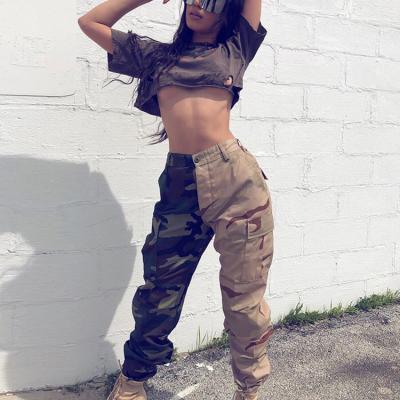 China Wholesale High Quality Anti-wrinkle Multi Pocket Plus Size Women Camouflage Joggers Camouflage Pants For Women for sale