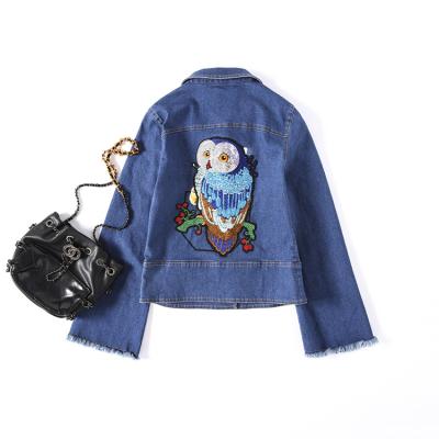 China China Viable Long Horn Sleeve Manufacturer Embroidered Women Short Jean Jackets for sale