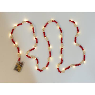 China Minimalist LED Wooden Bead Garland Star Beads String Light Christmas Tree Hanging Decorations for Christmas Wedding Farmhouse Home Decor Ornamen for sale