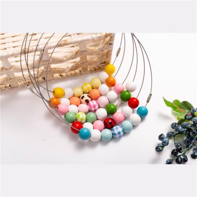 China BOHEMIA DIANJIN Custom Women's Wooden Beaded Wooden Bead Necklace Jewelry for sale