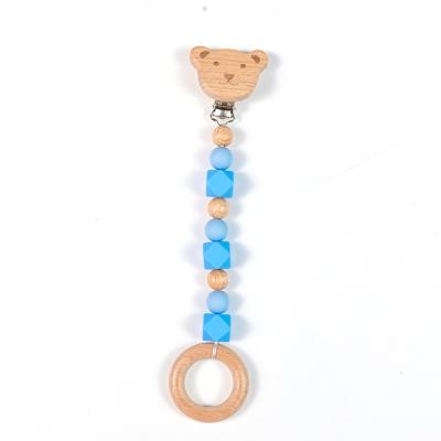 China Soft Toy Wood Ring Organic Wooden Ring Silicone Animals Gift Star Baby Teethers Teething Toys for sale