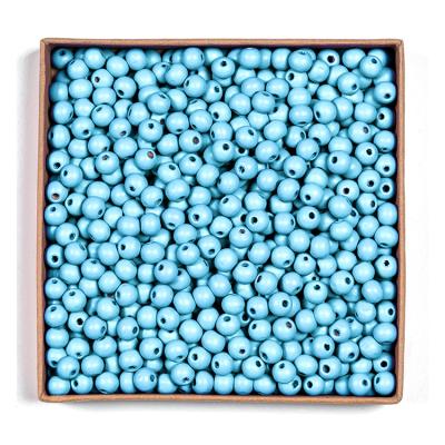 China DIANJIN Wooden Blue 8mm Wooden Beads 6mm Round Colorful Wooden Beads for sale