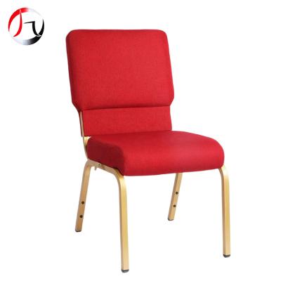 China Cheap Stacking And Interlocking Anti-Scratch Church Chair Connectable In Red Fabric for sale