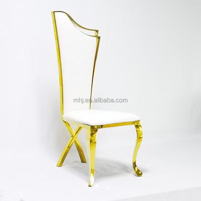 China Newest Modern High Back X Legs Design Stainless Steel Banquet Wedding Chair for sale