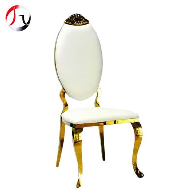 China Stacking Hotel Gold Stainless Steel Stackable High Back Banquet Dining Chair For Wedding Reception for sale