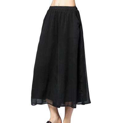 China Anti-pilling high quality and low price customized cropped culottes, polyester fiber chiffon hakama for sale