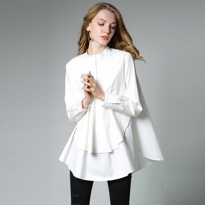 China New Product Supplier Breathable Spring And Autumn Womens Cotton Ruffled Oversized Shirt for sale