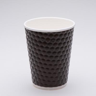 China Custom Printed Disposable Dot Embossed Double Wall Paper Cup Disposable Embossed Paper Cups For Coffee for sale